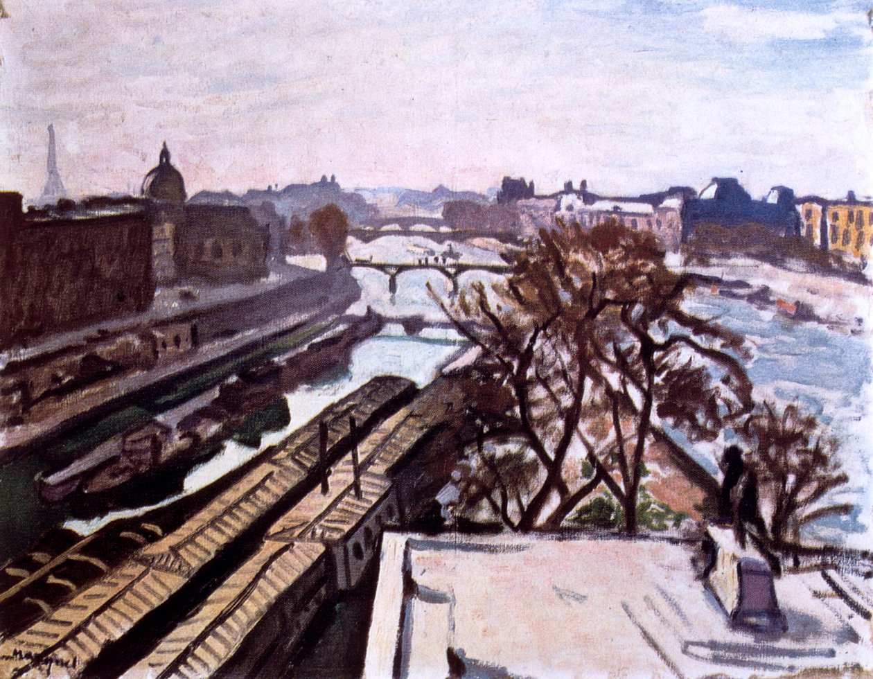 Utsikt över Seine och monumentet till Henry IV, c1906. av Albert Marquet