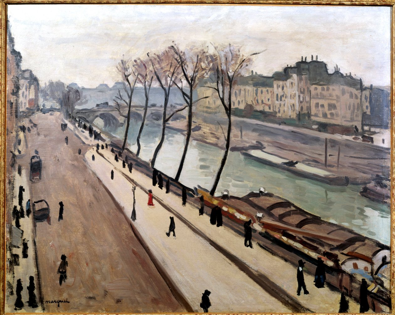 Utsikt över Seine från Quai des Grands Augustins i Paris av Albert Marquet