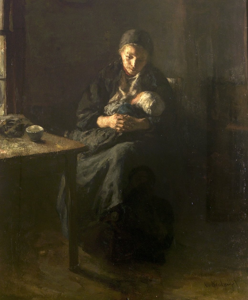 Moderlig kärlek (sorg), c.1857 av Albert Neuhuys