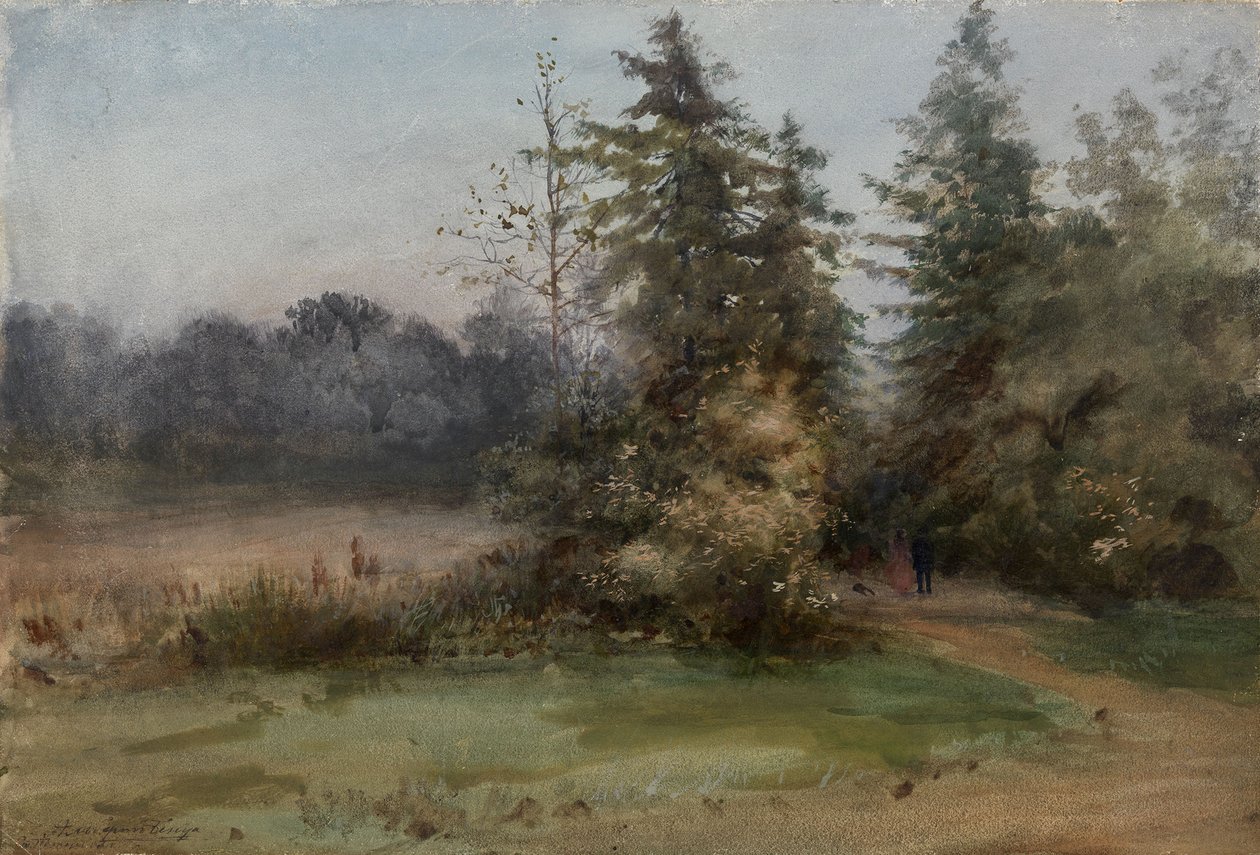 Landskap med två figurer av Albert Nikolaevich Benois