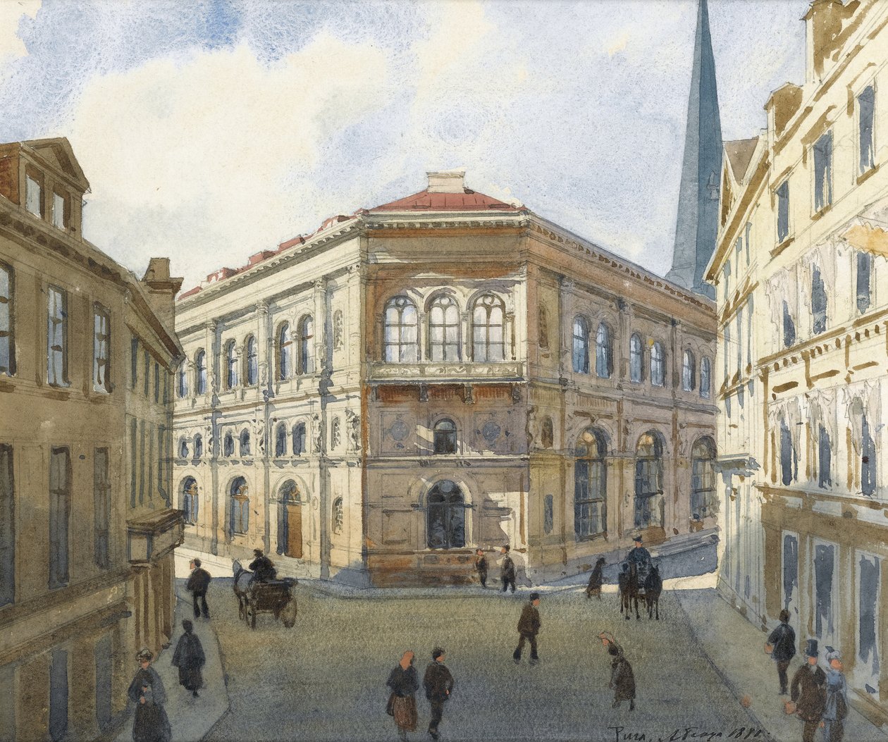 Utsikt över Rigabörsen av Albert Nikolaevich Benois