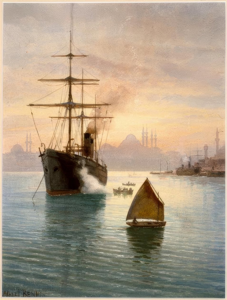 Istanbul, hamn / akvarell av Albert Nikolajewitsch Benois av Albert Nikolajewitsch Benois