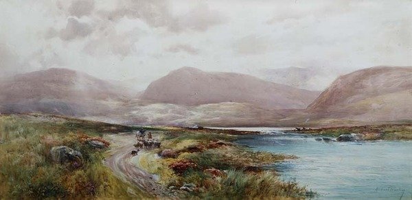 Skotskt landskap, ca 1910 (akvarell på papper) av Albert Procter