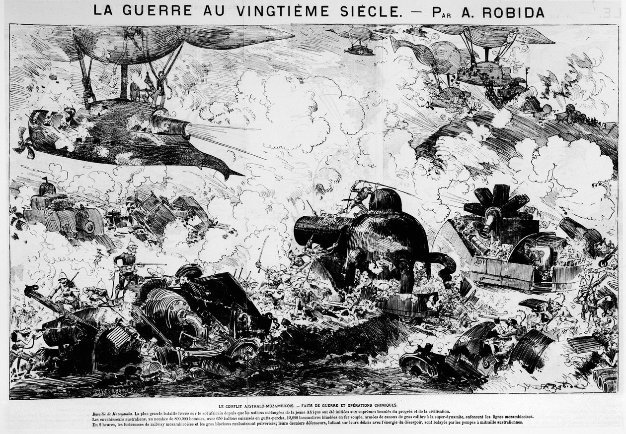 Förväntan: Slaget vid Mazayamba: den australisk-moçambikiska konflikten, krigföring och kemiska operationer - i "Kriget på 1900-talet"" av A. Robida av Albert Robida