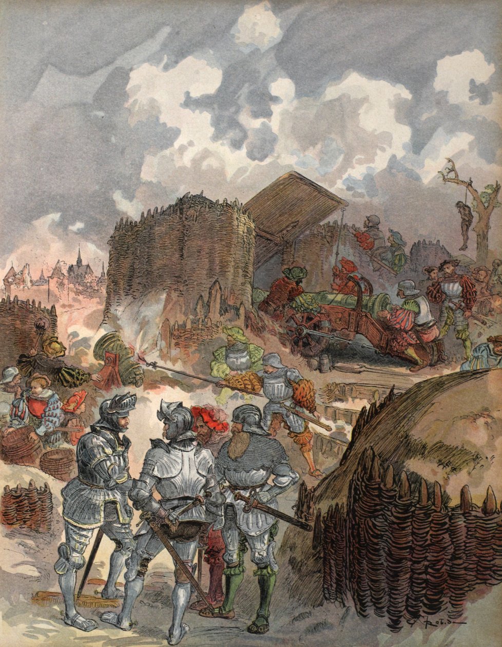 Bayard vid belägringen av Mezieres, illustration från 
