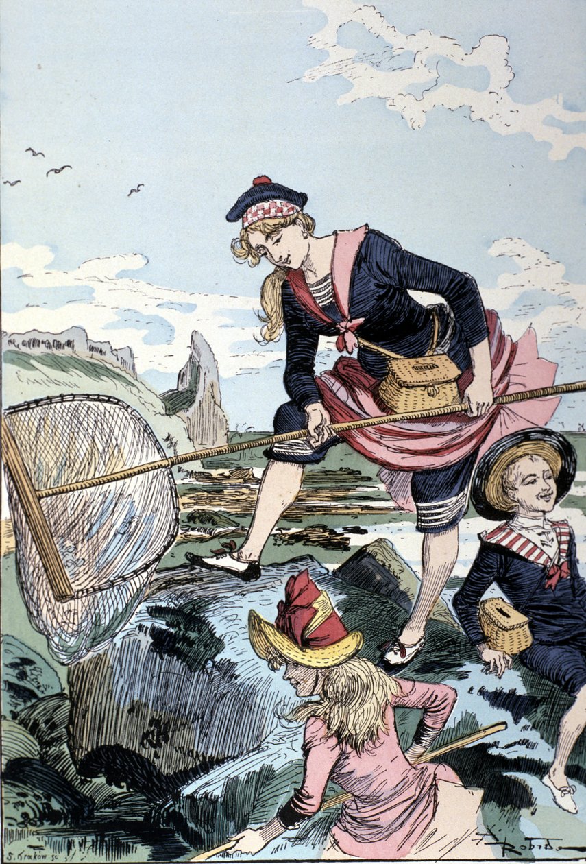 Fiske efter kräftor vid havet av Albert Robida