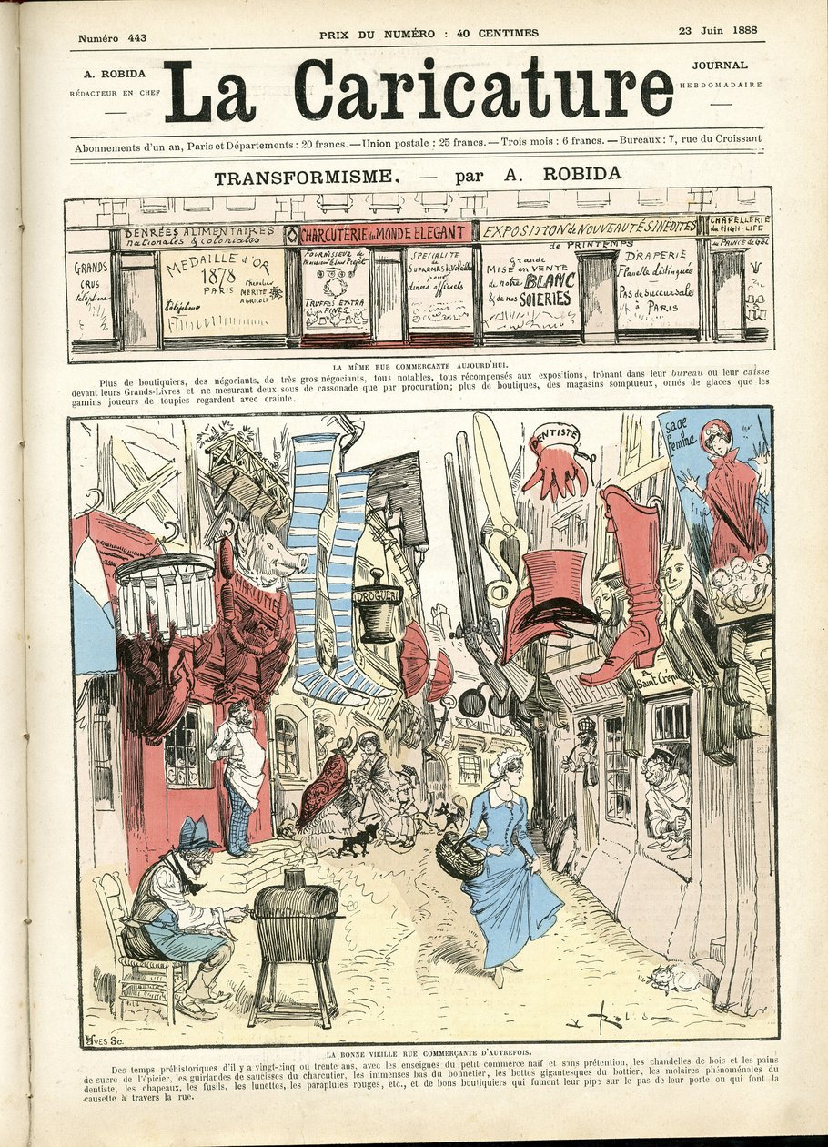 Illustration av Albert Robida (1848-1926) för omslaget till La Caricature (1880) av Albert Robida