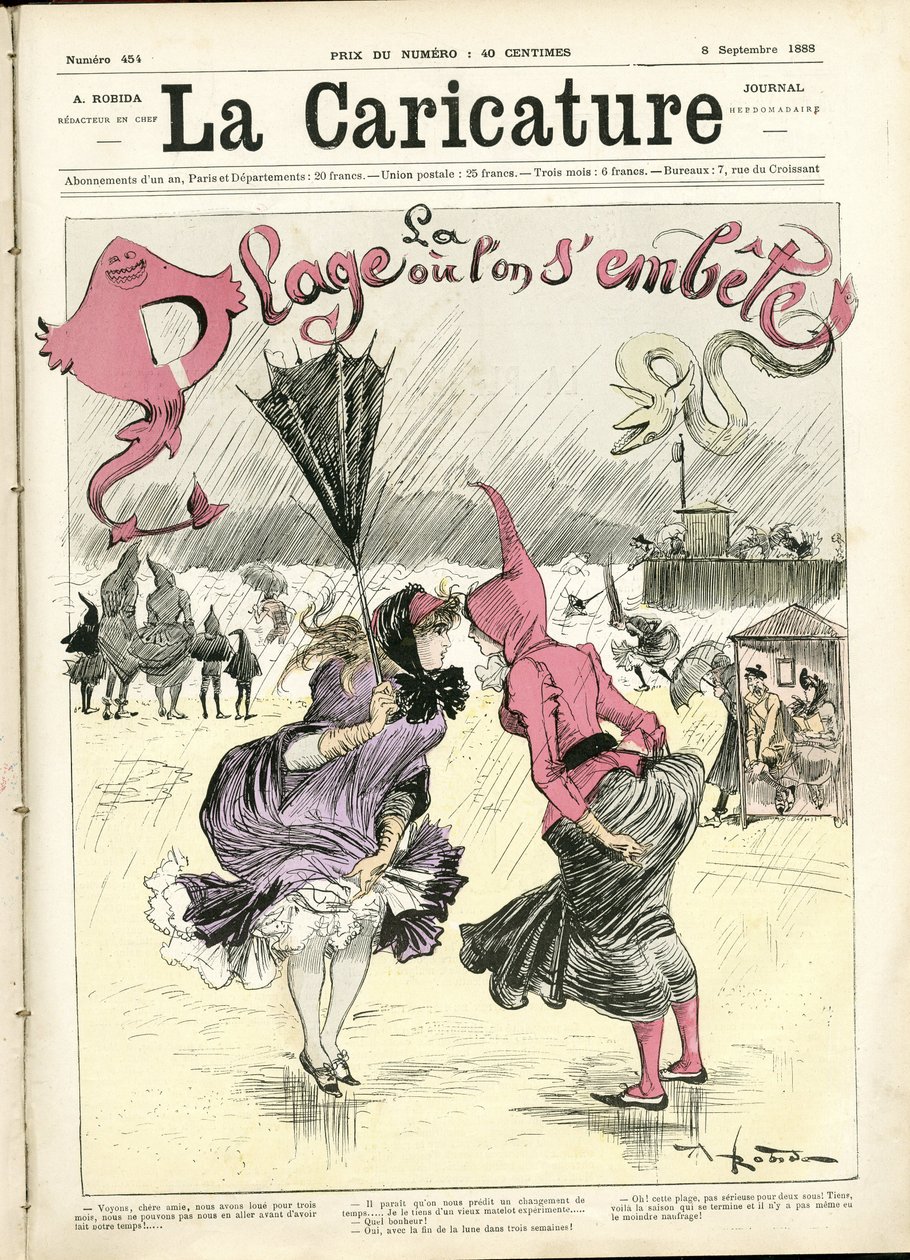 Illustration av Albert Robida (1848-1926) för omslaget till La Caricature (1880) av Albert Robida