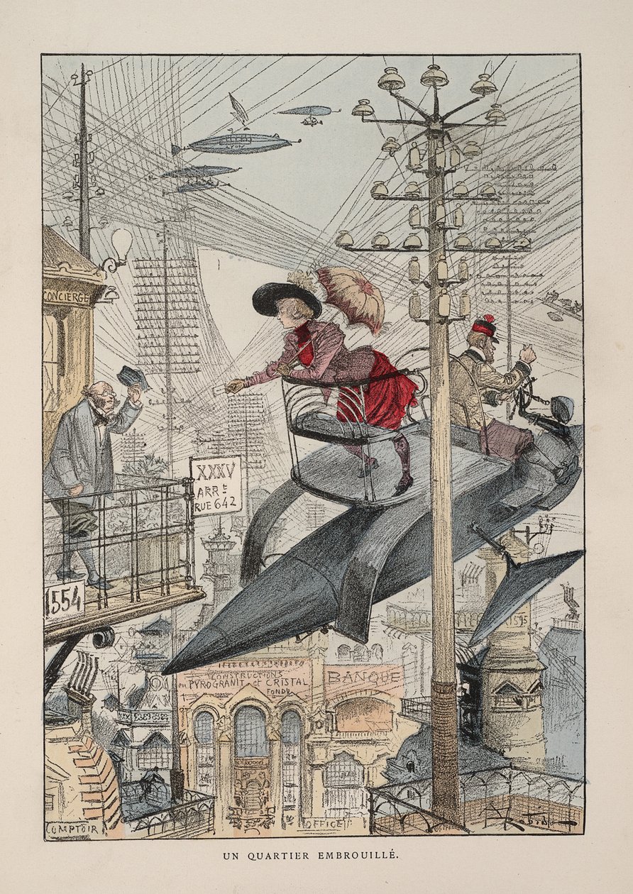 Illustration för det tjugonde århundradet: Elektriskt liv av Albert Robida
