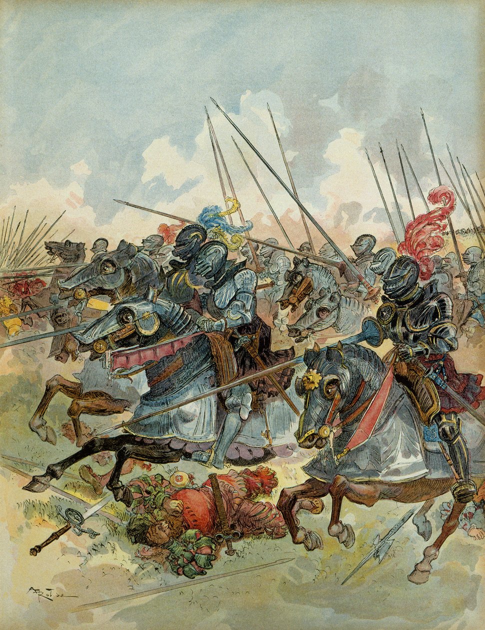 Sjätte italienska kriget (1521-1526): Slaget vid Pavia (Italien), 24 februari av Albert Robida