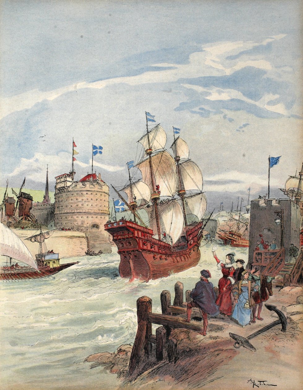 Konungens flotta i Havre: La Belle Francoise, illustration från 