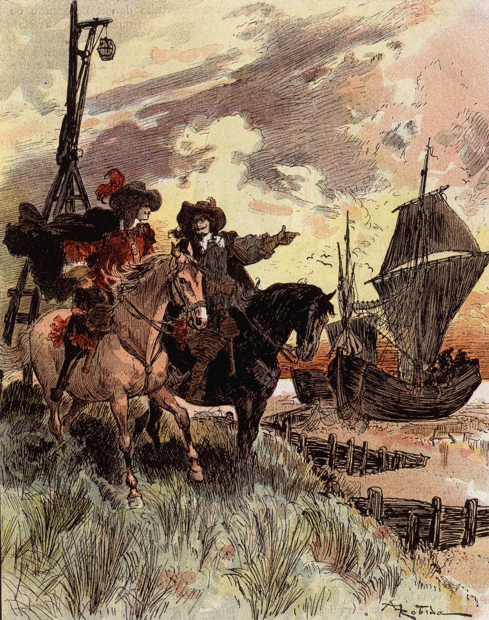 Kapten Bellormeaus blyghet - "" Bellormeau inspekterade Fort Philippe"". Karaktär från Albert Robidas bok. Omslag "" Den lille fransmannen illustrerad""" av 1899-12-16. av Albert Robida