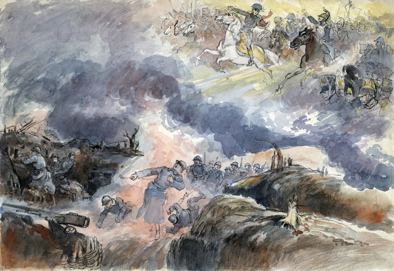 De två Muraterna. 1914-1918 (litografi) av Albert Robida