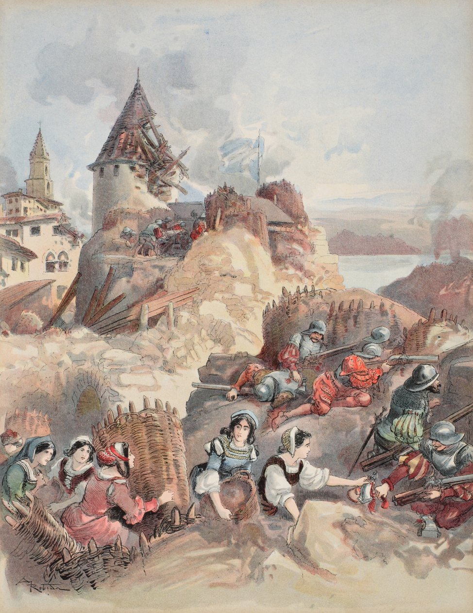 Kvinnor vid belägringen av Marseille, illustration från 