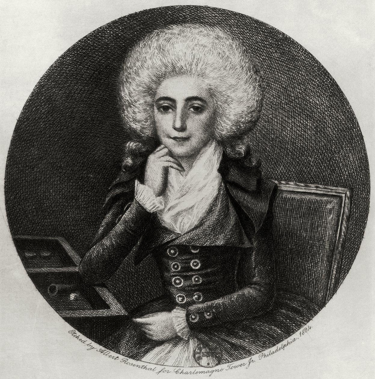 Porträtt av Marie-Madeleine Pioche de La Vergne (gravyr) av Albert Rosenthal