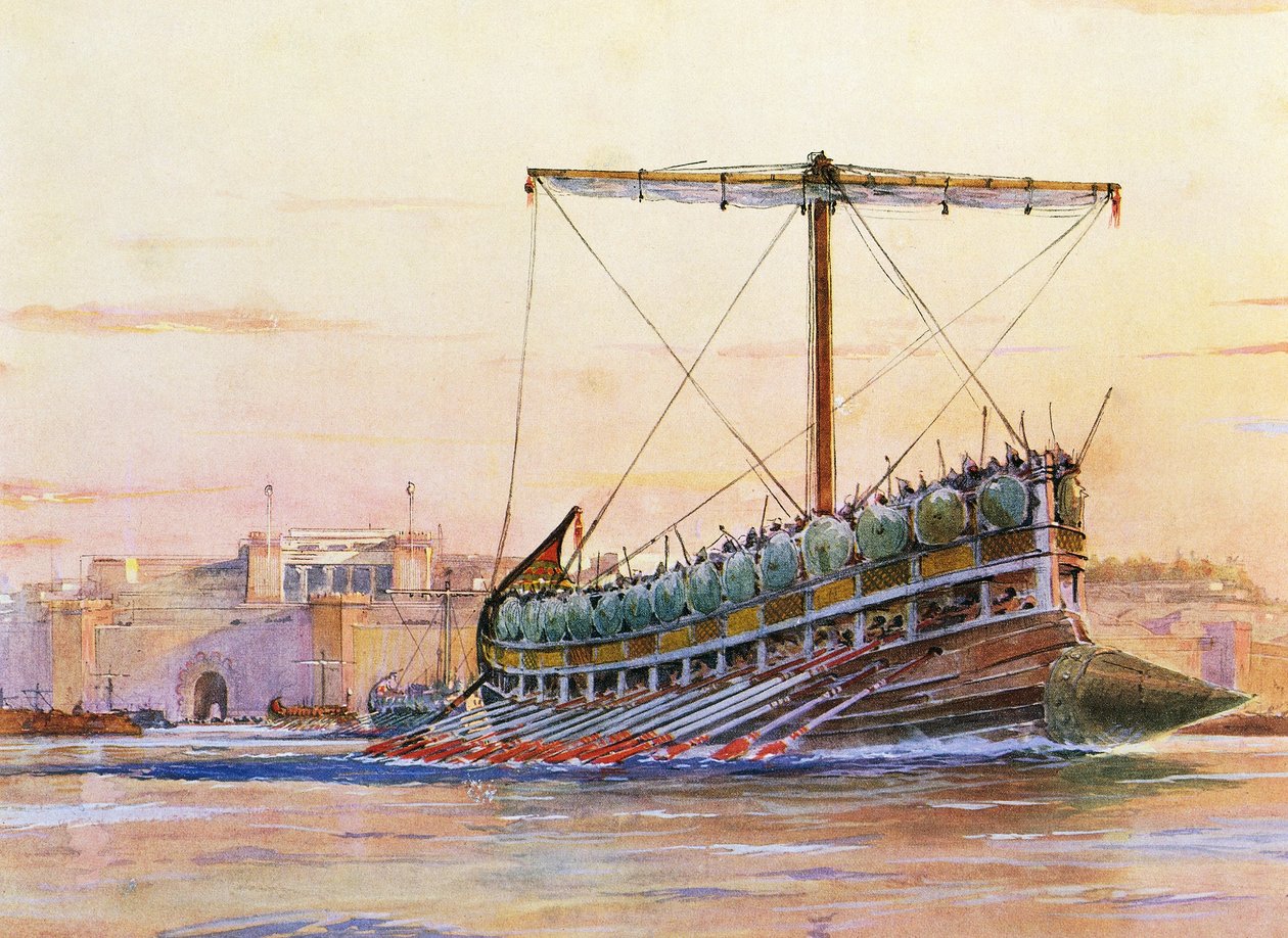 Assyrisk galär, akvarell av Albert Sebille (1874-1953) av Albert Sébille
