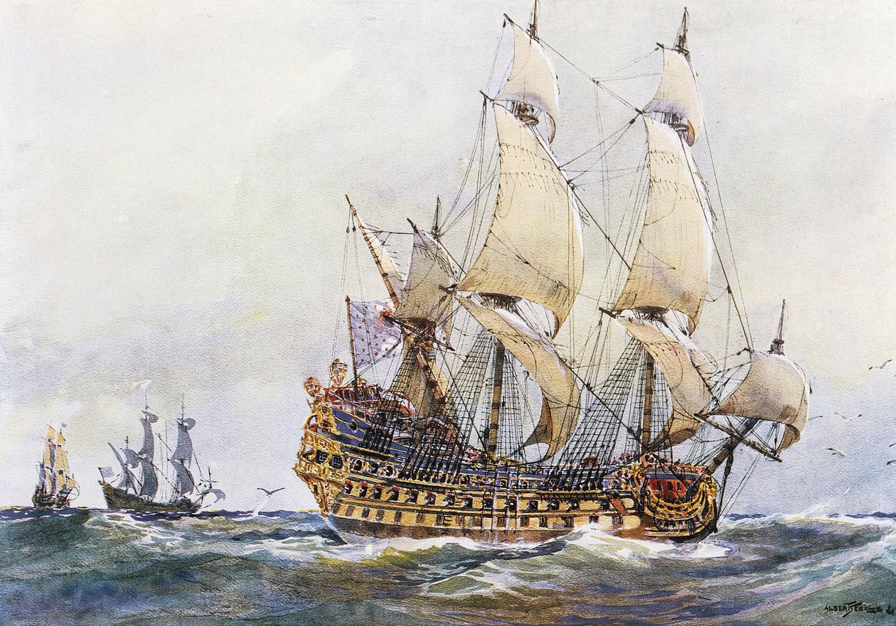 Franskt fartyg av första rang på Colberts tid (1600-talet), akvarell av Albert Sebille (1874-1953) av Albert Sébille