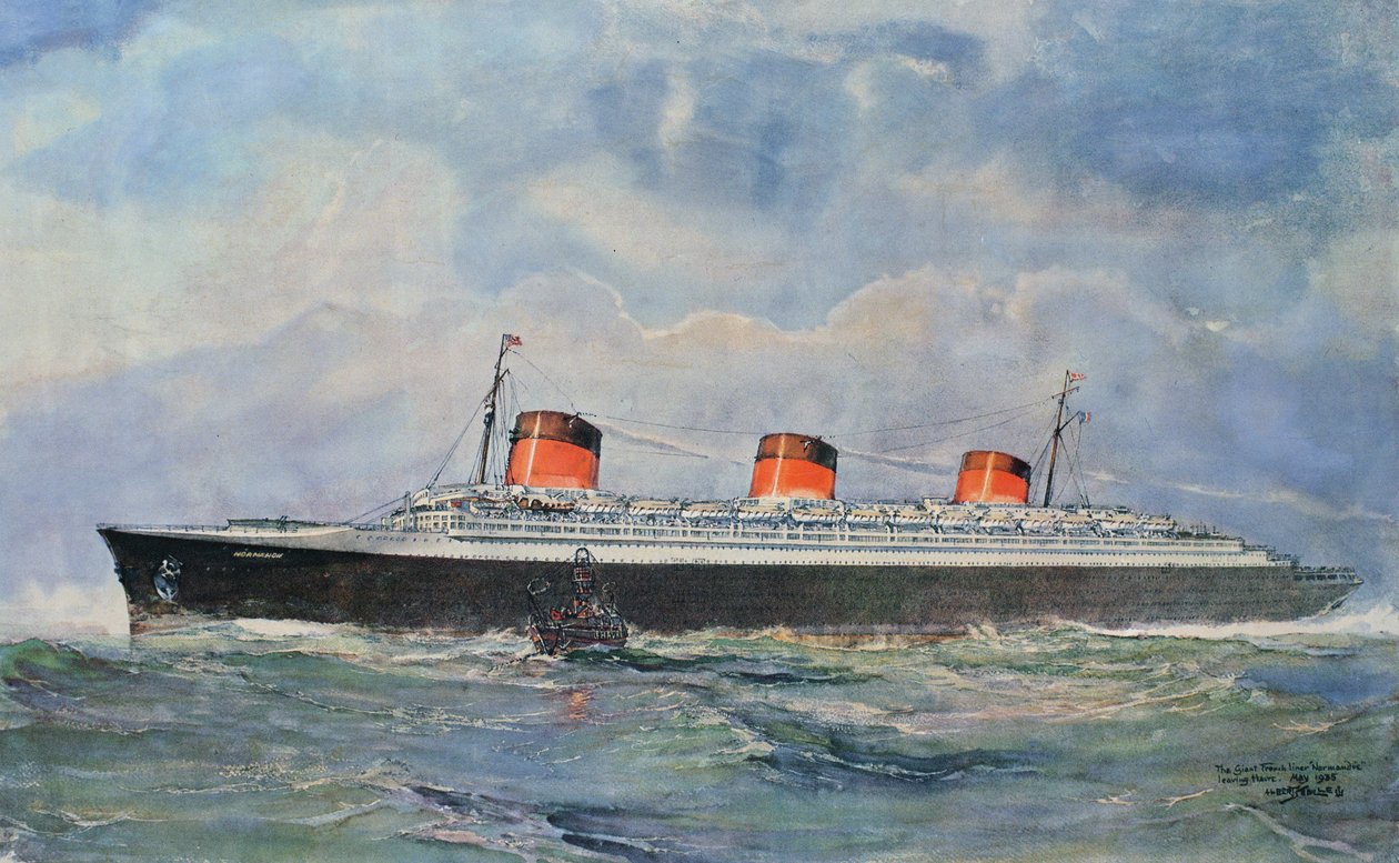 SS Normandies jungfruresa från Le Havre den 29 maj av Albert Sébille