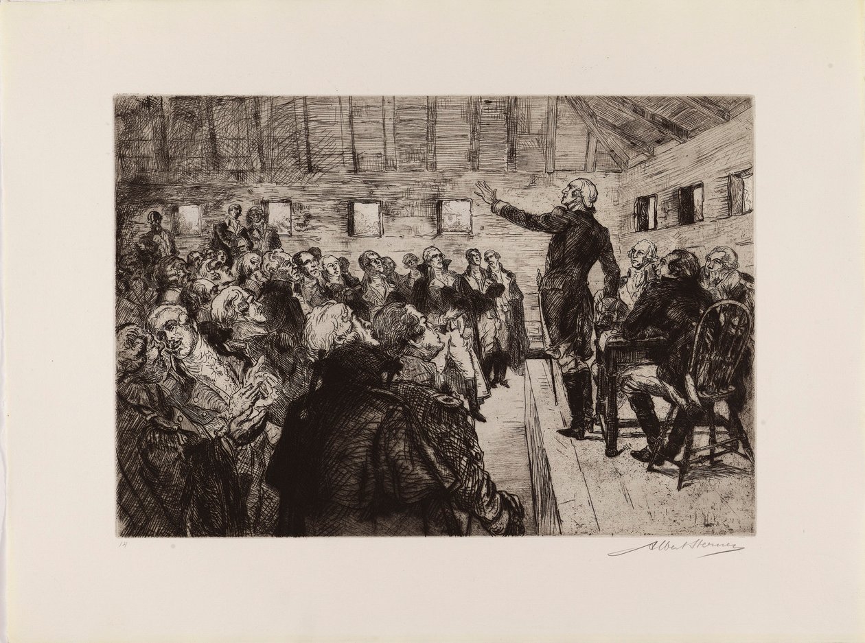 Washington förhindrar en militärdiktatur (ur portföljen "The Bicentennial Pageant of George Washington") av Albert Sterner
