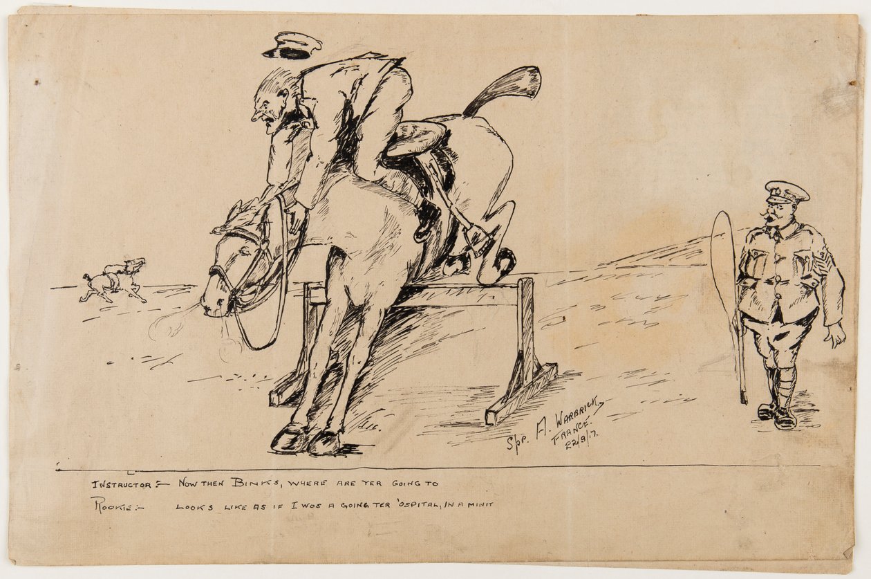 WWI tecknad, 22 september 1917 (penna och bläck på papper) av Albert Warbrick
