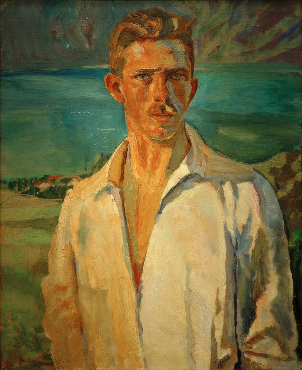 Självporträtt på Attersee av Albert Weisgerber