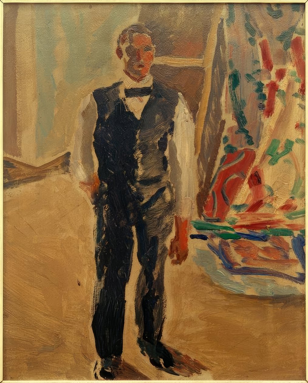 Självporträtt i skjortärmar av Albert Weisgerber