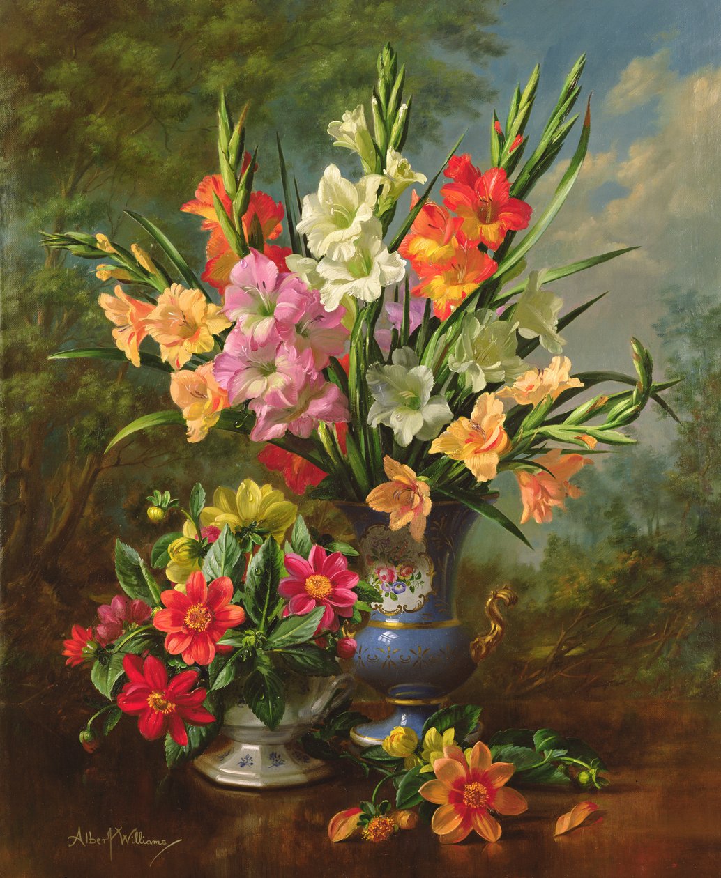 AB1062B Gladioler och Dahlior av Albert Williams