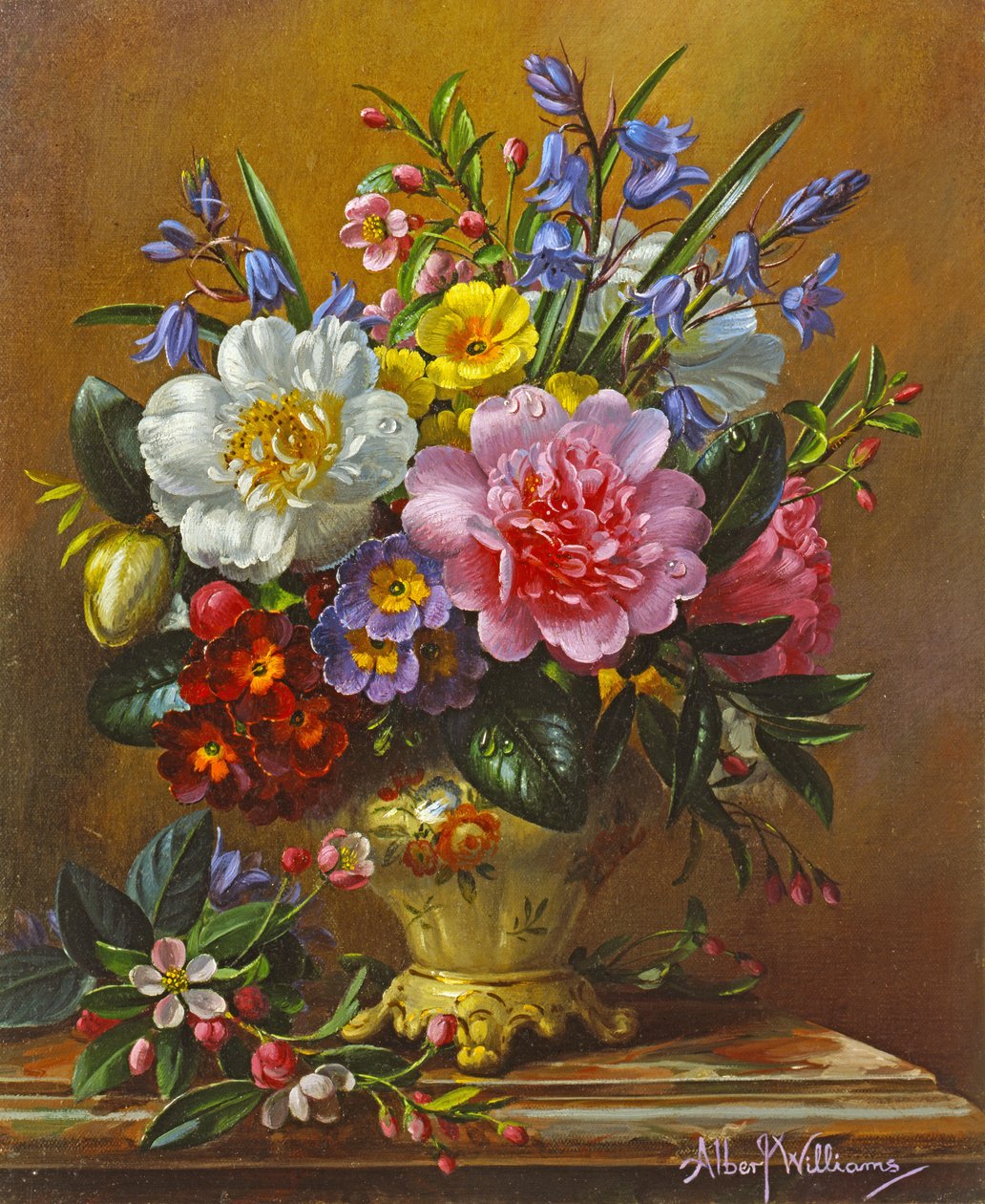 AB1112 Pioner, blåklockor och primula av Albert Williams