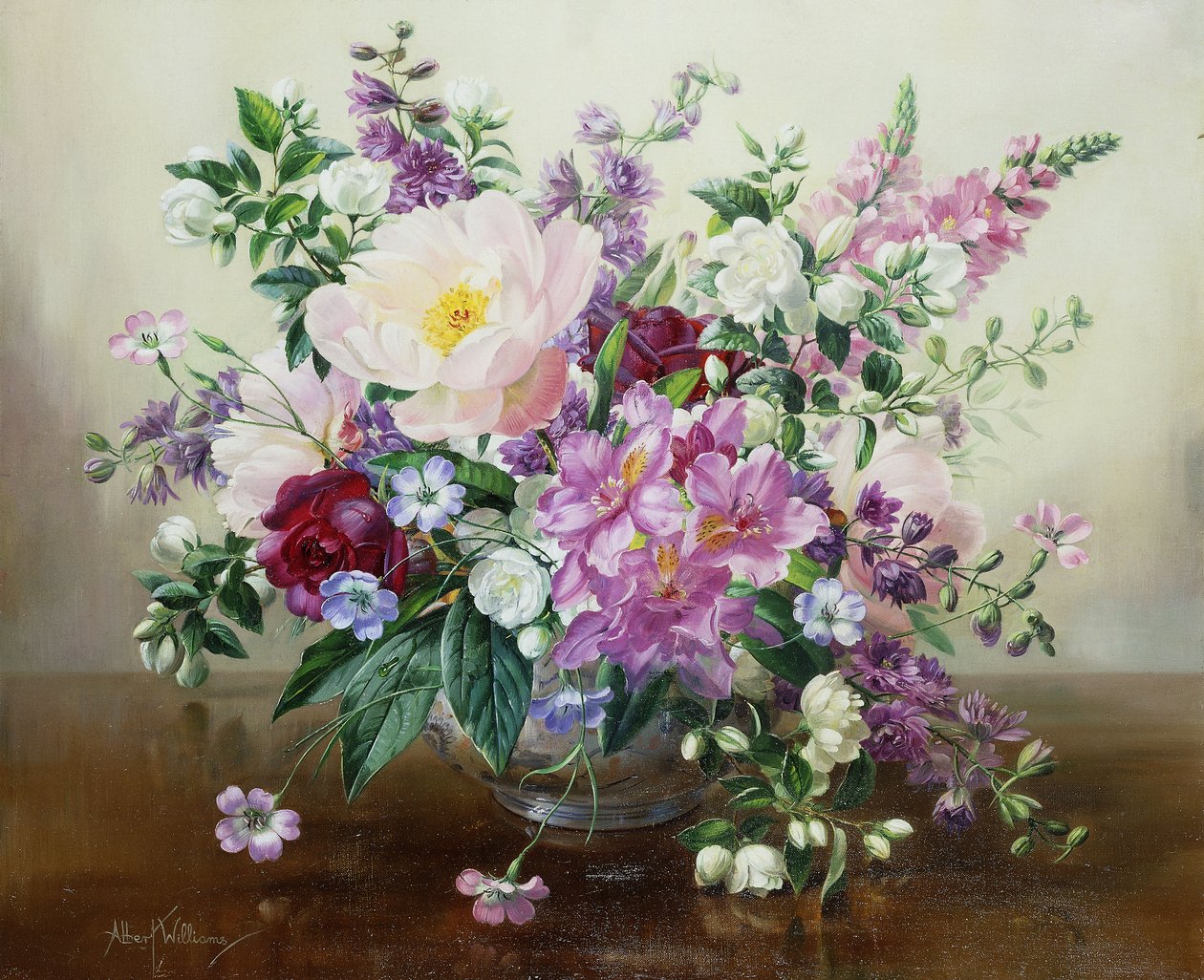 Blommor i en glasvas av Albert Williams