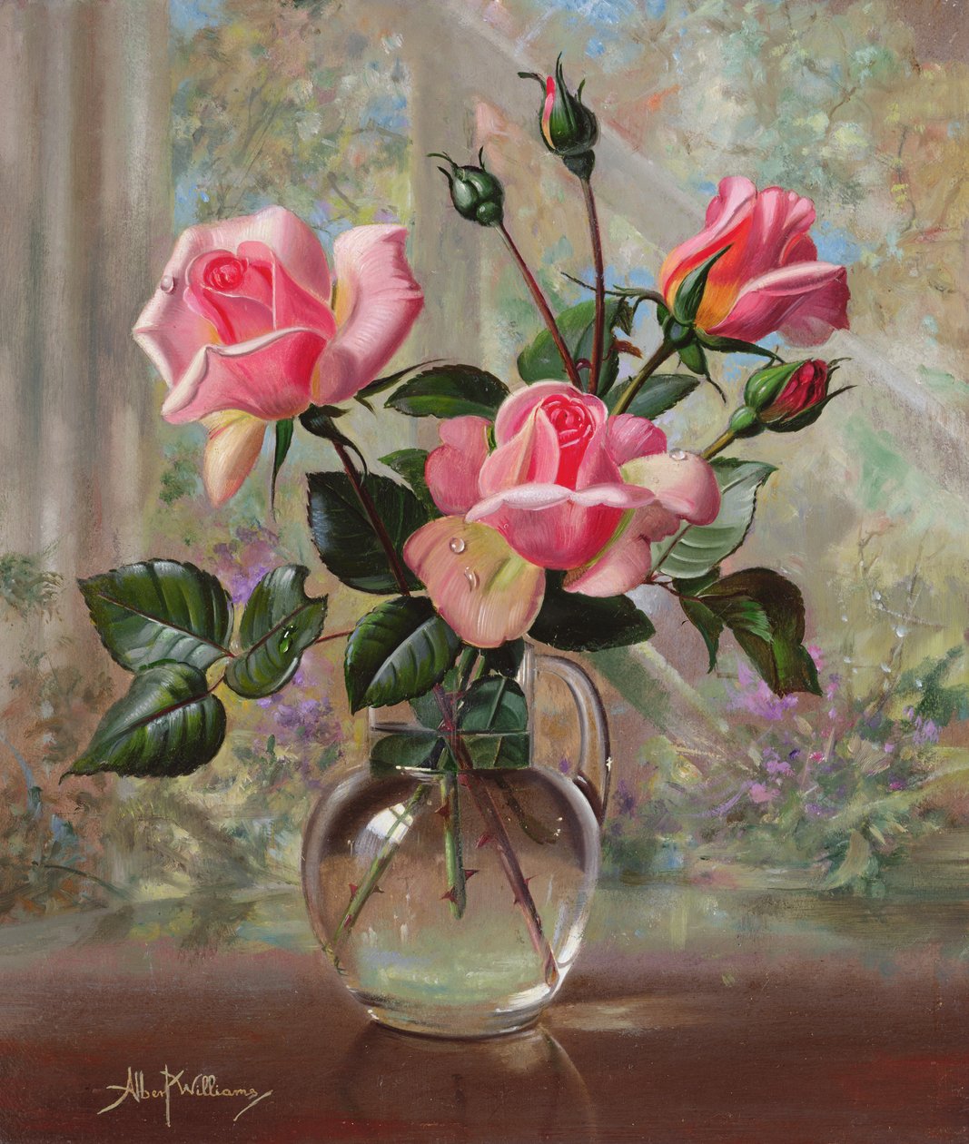 Madame Butterfly Roses i en glasvas av Albert Williams