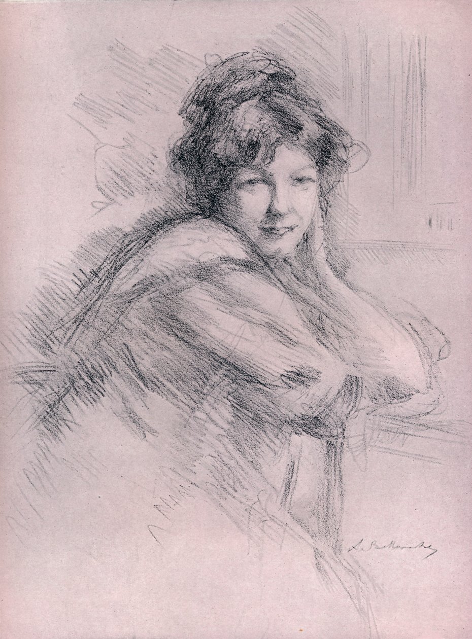 Litografisk porträtt av en kvinna, c1905 av Albert de Belleroche