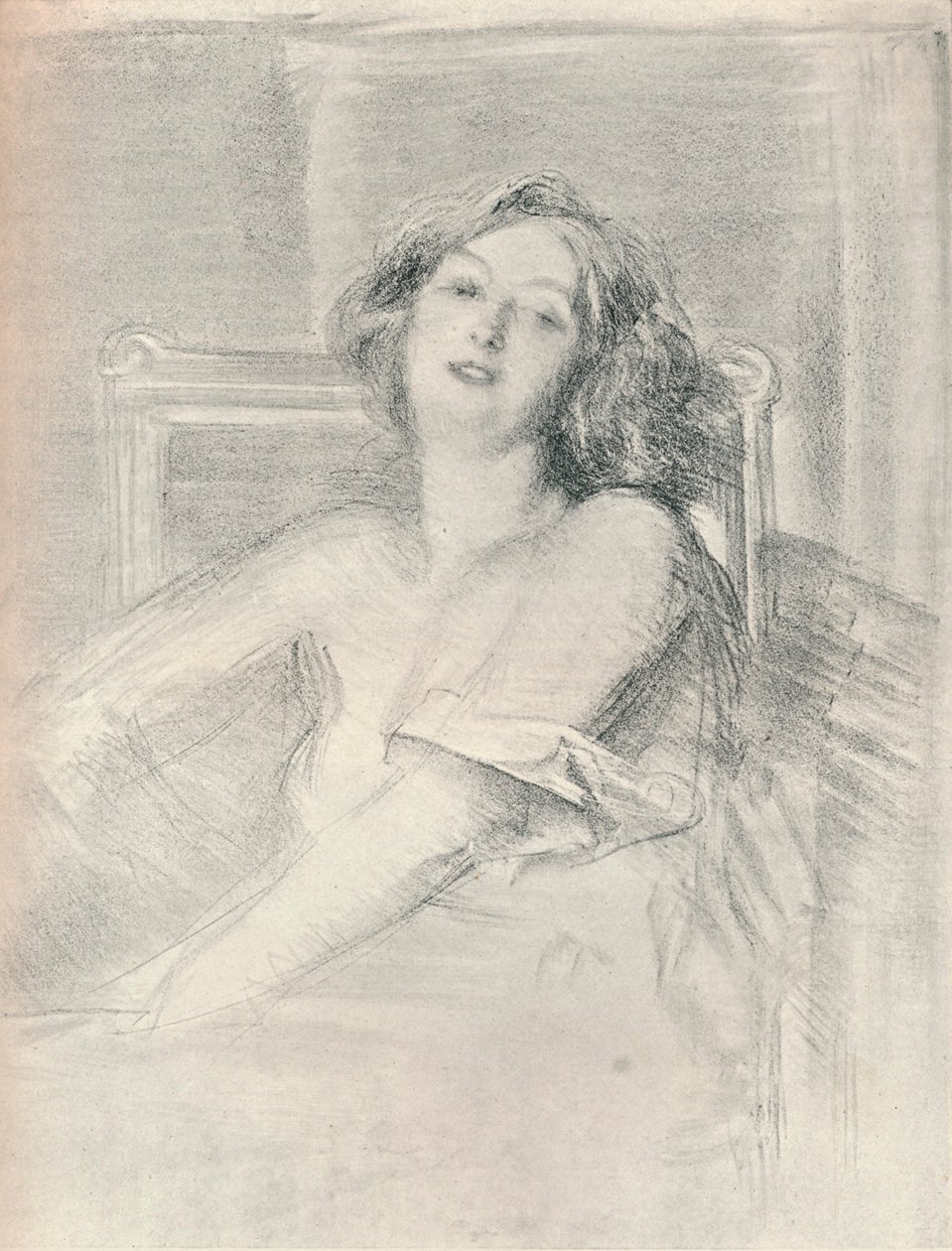 Litografisk porträtt av en kvinna, c1905 av Albert de Belleroche