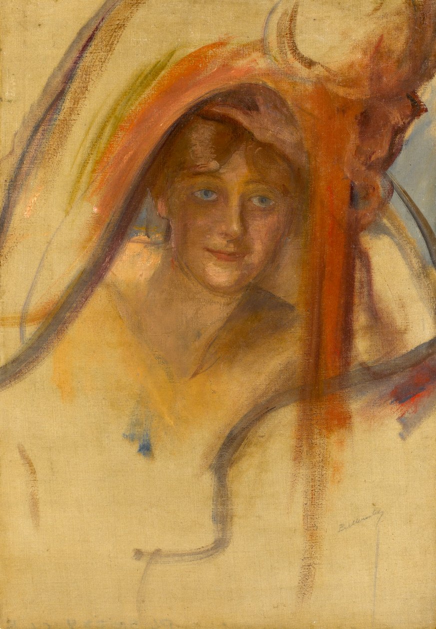Studie till Femme a la Harpe, ca 1902 av Albert de Belleroche