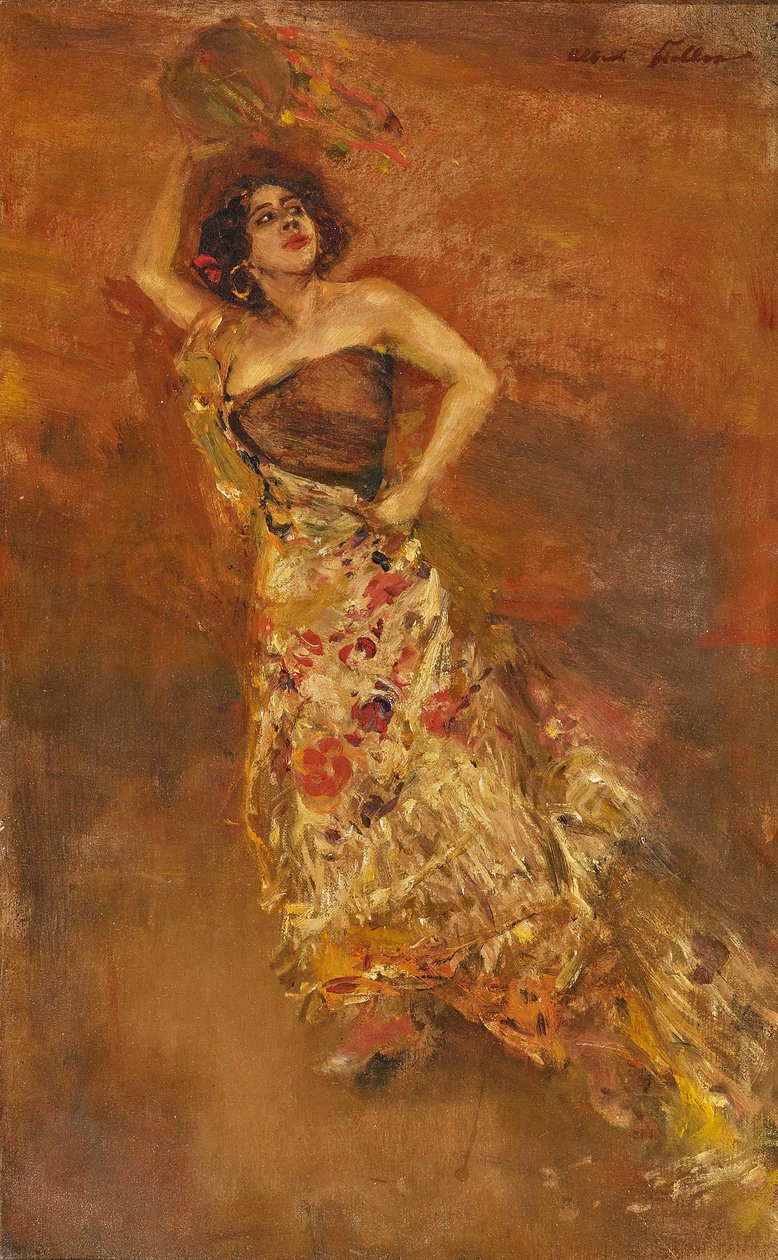 Spanska dansaren Caroline Otèro som Carmen. av Albert von Keller