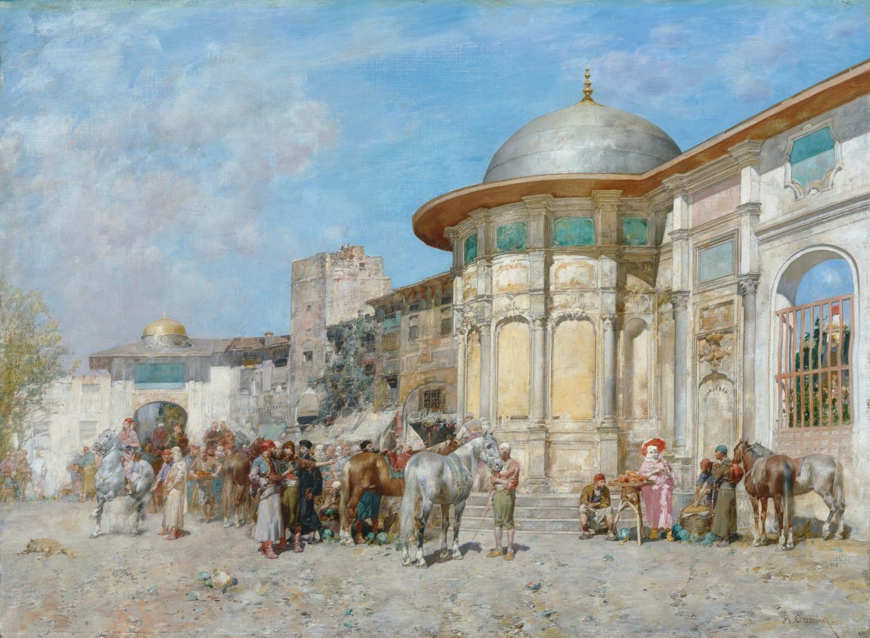 Horse market, Syria av Alberto Pasini