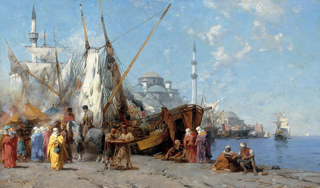 Market in Istanbul  av Alberto Pasini