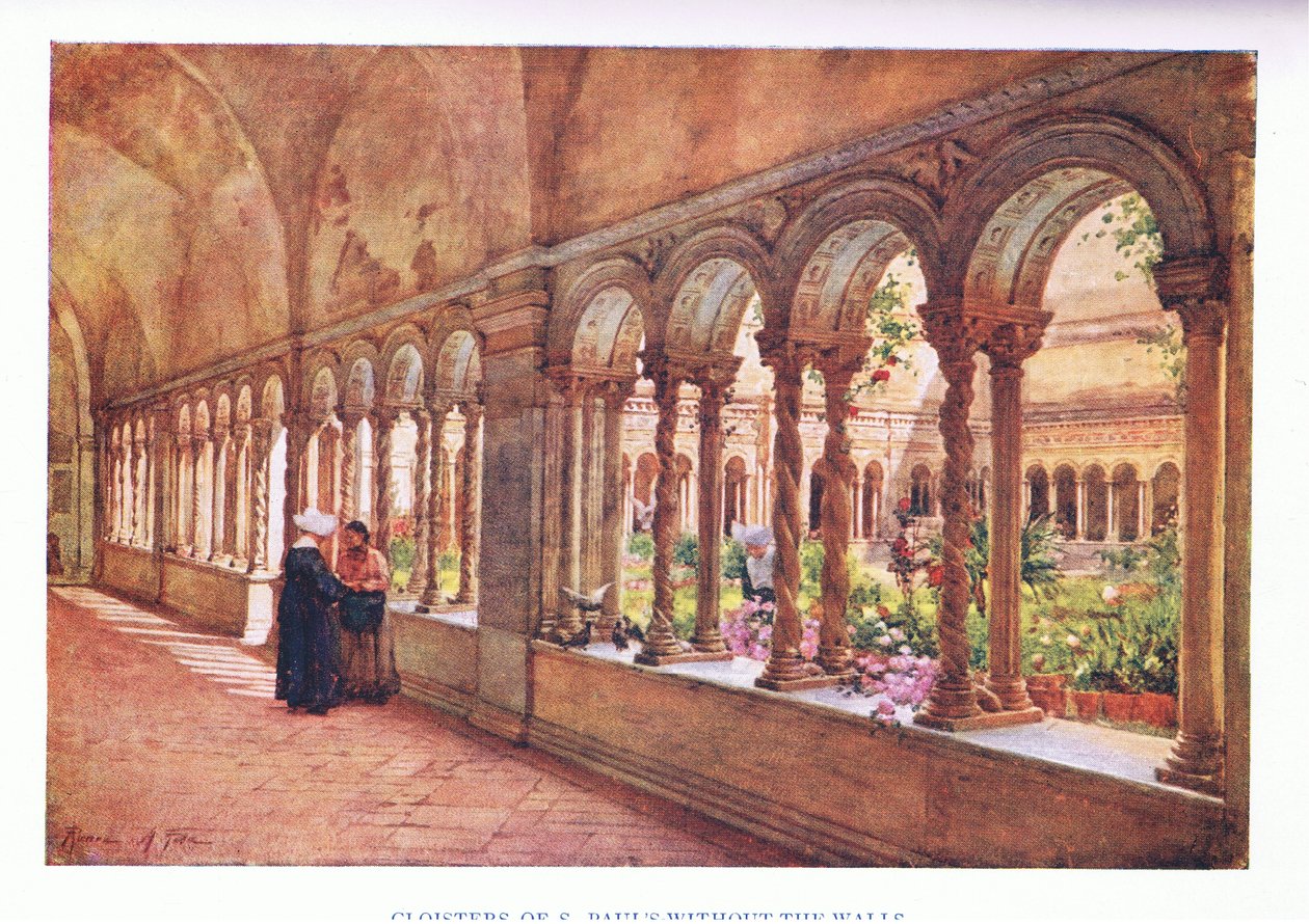 Cloisters of S. Pauls-Without-the-Walls, från Rom utgiven av A & C Black Ltd, 1925 av Alberto Pisa