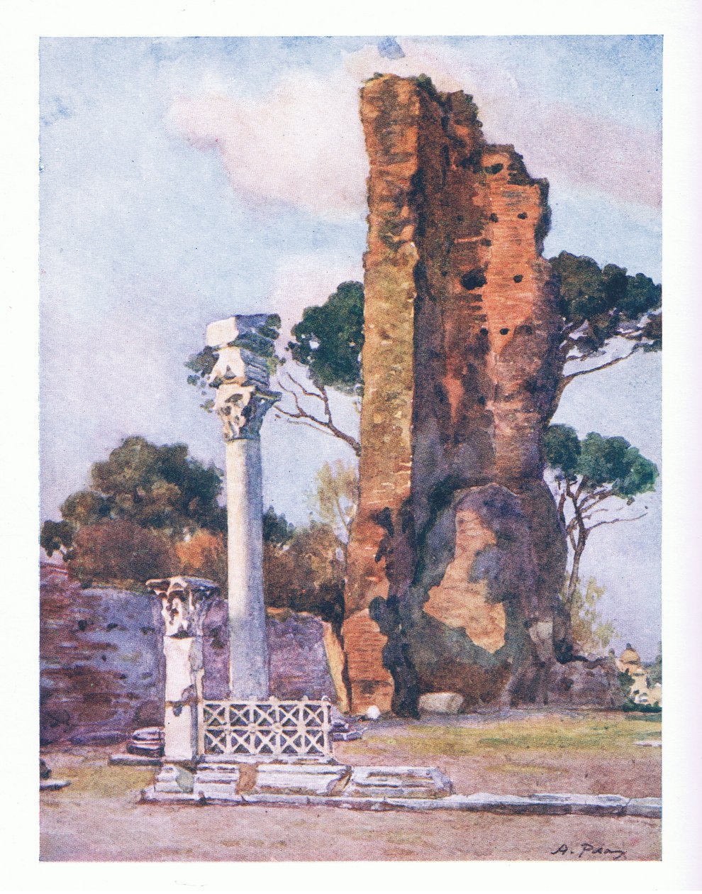 Flavian Basilica of the Palentine, från Rom utgiven av A & C Black Ltd, 1925 av Alberto Pisa