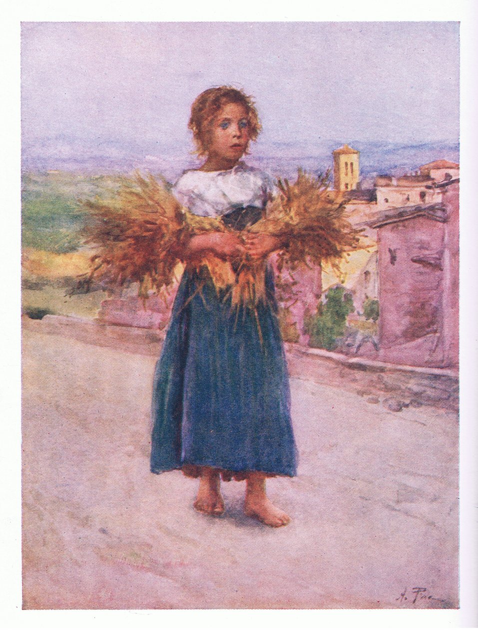 Little gleaner in Campagna, från Rom utgiven av A & C Black Ltd, 1925 av Alberto Pisa