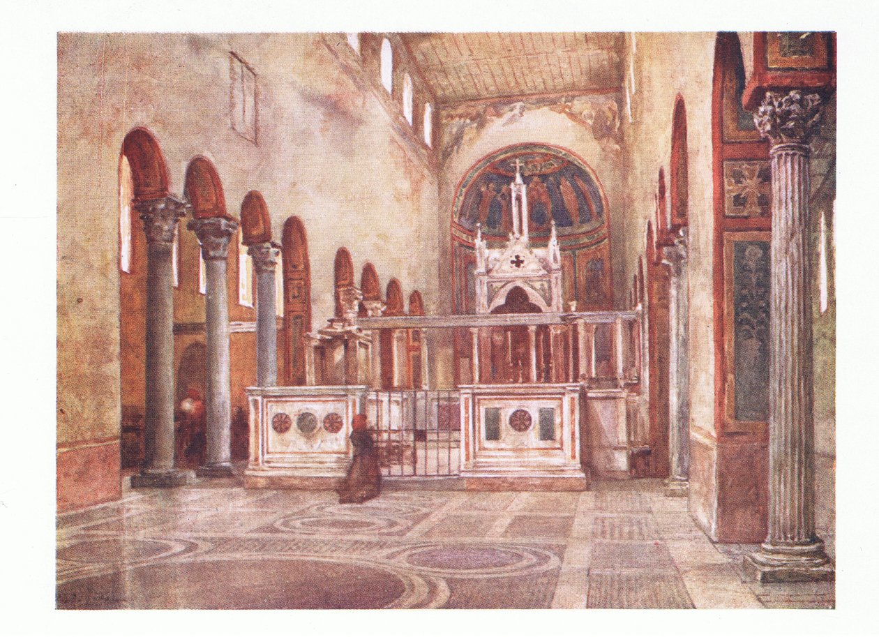 Santa Maria in Cosmedin (tidig kristen basilika), från Rom utgiven av A & C Black Ltd, 1925 av Alberto Pisa