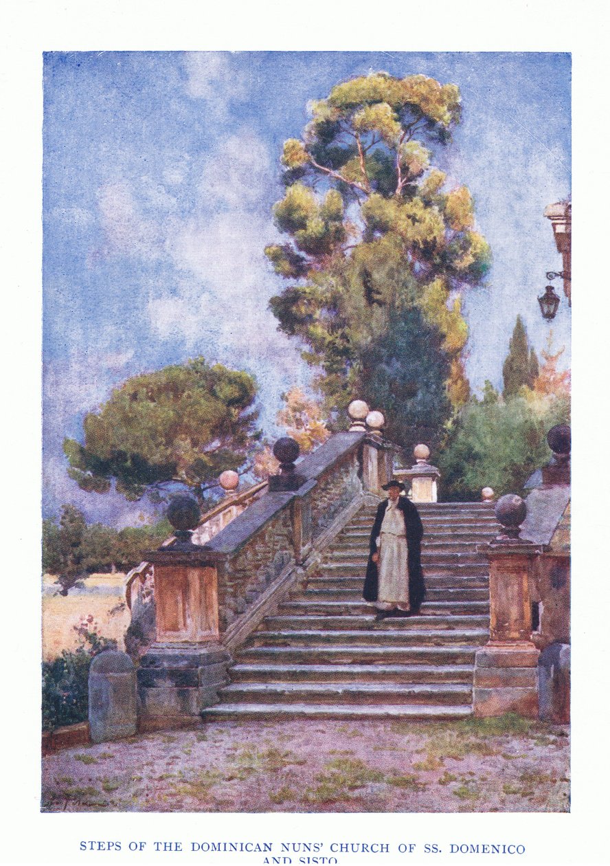 Steps of Dominican Nuns Church of SS Domencio and Sisto, från Rom publicerad av A & C Black Ltd, 1925 av Alberto Pisa