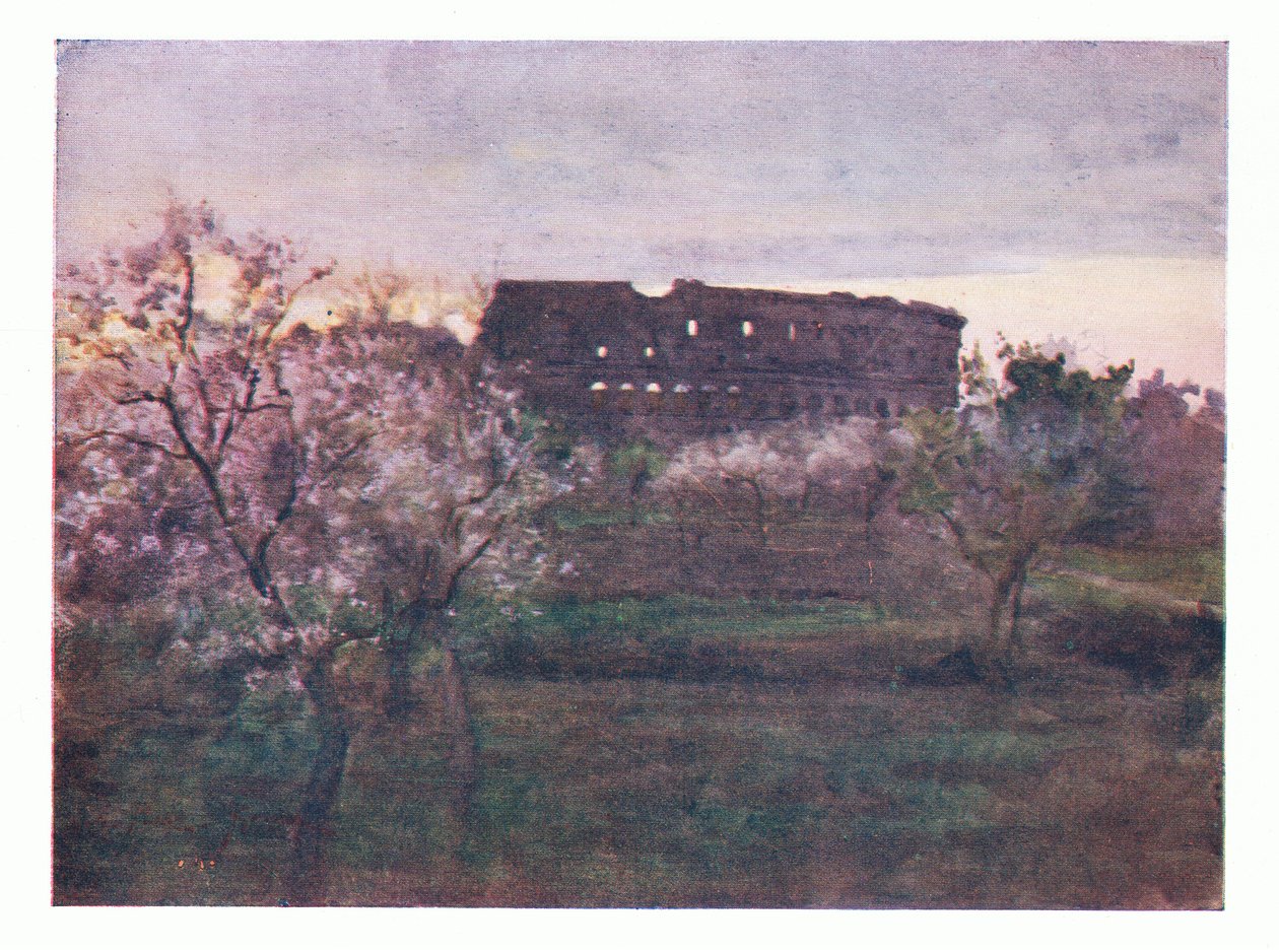 Colosseum vid solnedgången, från Rom utgiven av A & C Black Ltd, 1925 av Alberto Pisa
