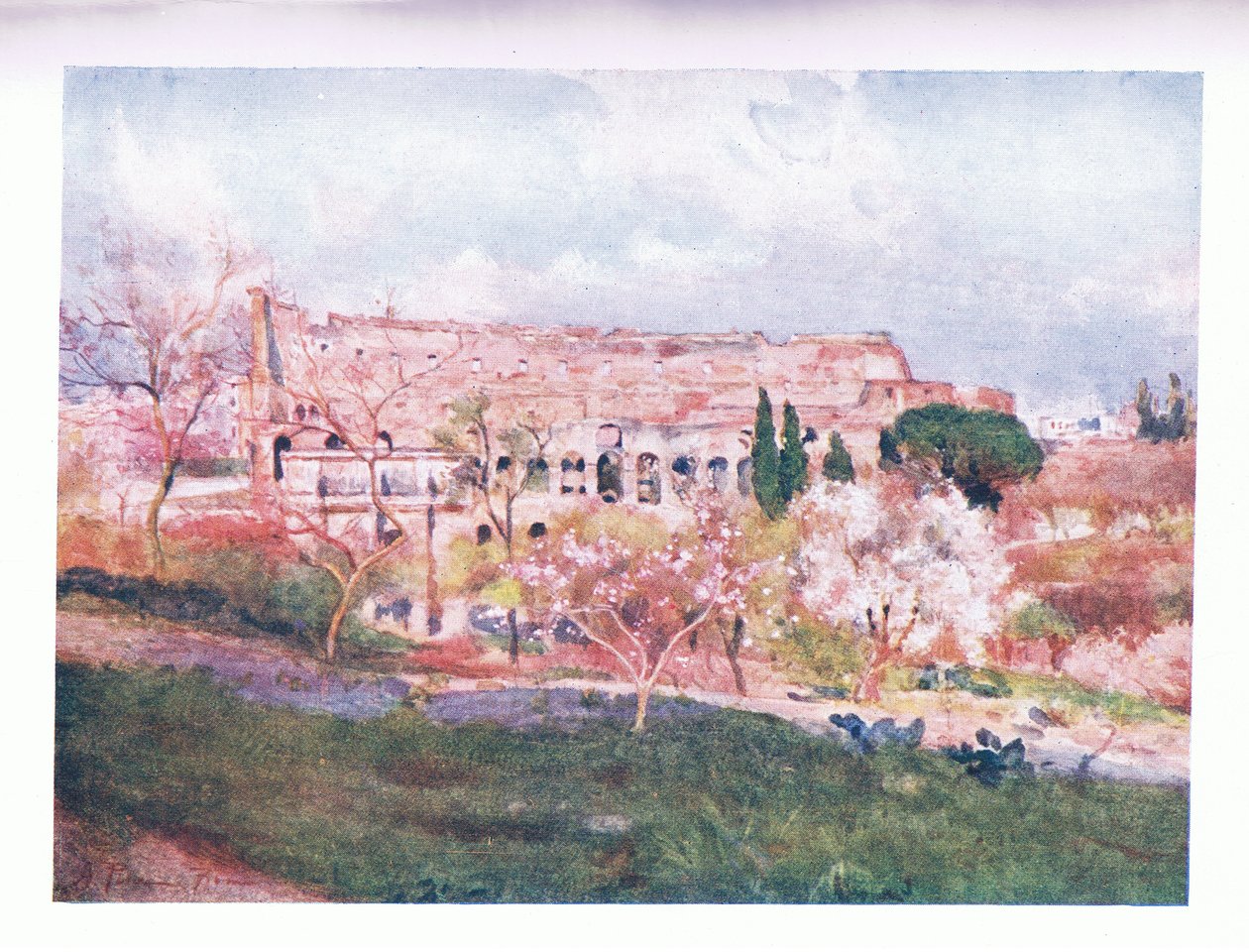 Colosseum en vårdag, från Rom utgiven av A & C Black Ltd, 1925 av Alberto Pisa
