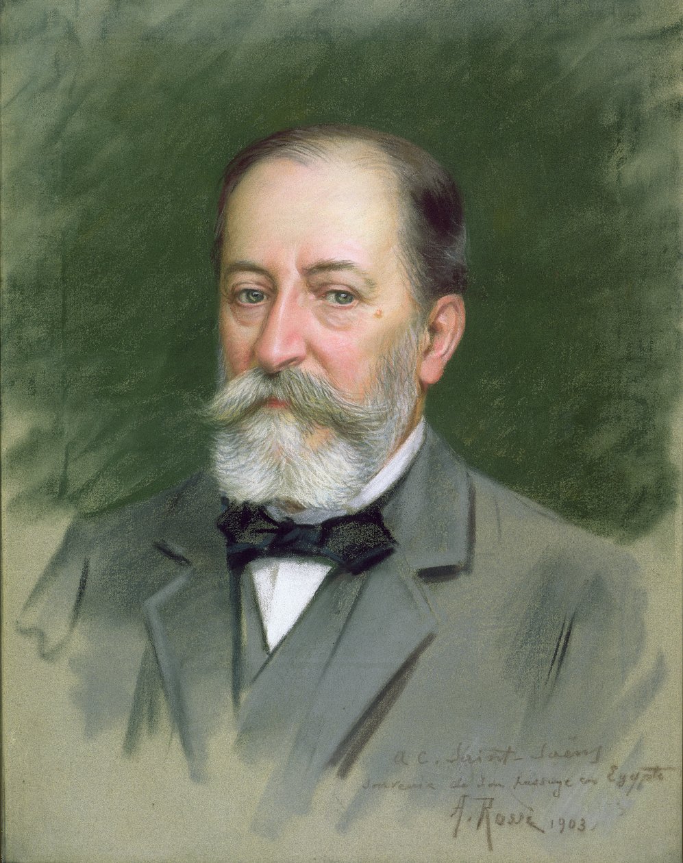 Porträtt av Camille Saint-Saens (1835-1921) 1903 (pastell på papper) av Alberto Rossi