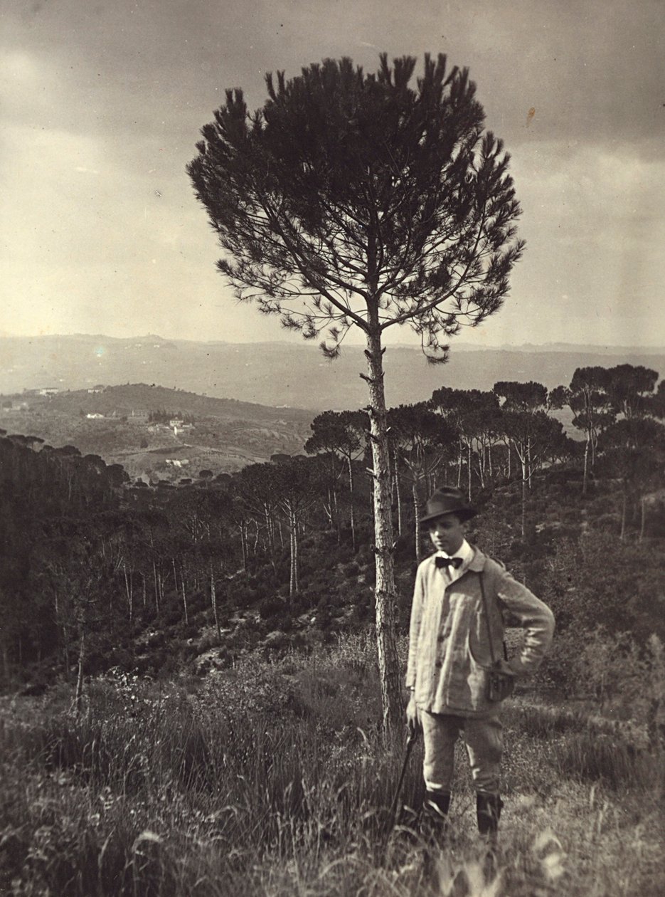 Från albumet "Ricordi fiorentini" (Minnen från Florens), porträtt av målaren Memo Ghini i landet, 1919-08-27 (s/v foto) av Alberto Fierli