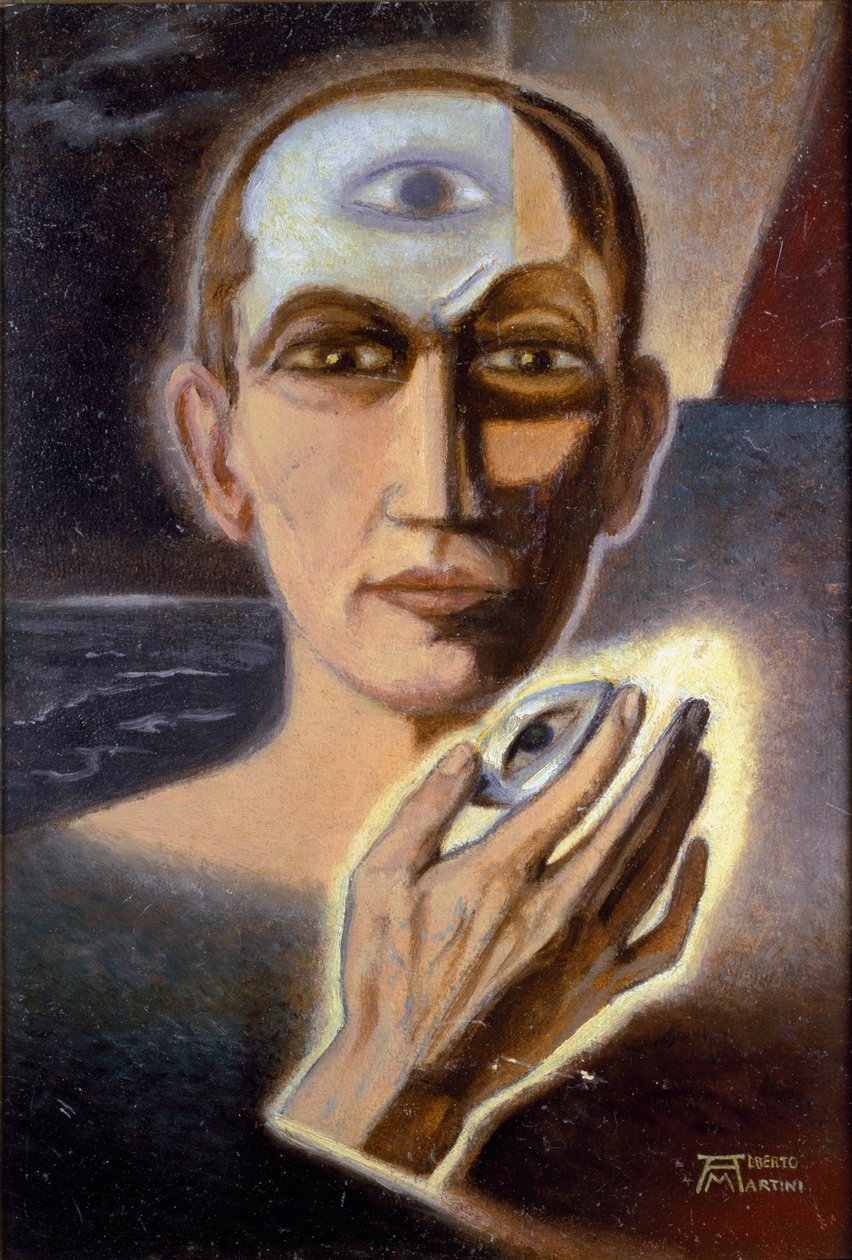 Ögat och den mänskliga anden (olja på duk) av Alberto Martini