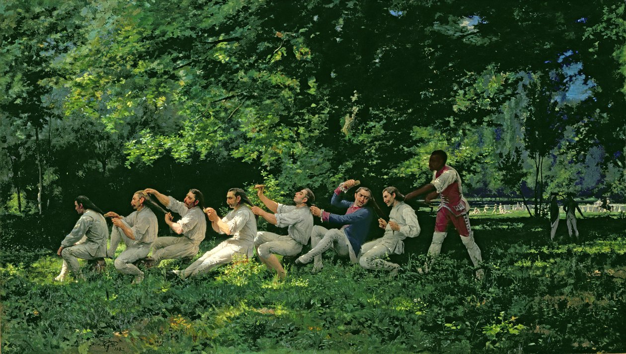 Soldater som kammar sitt hår, 1882 av Alberto Maso Gilli