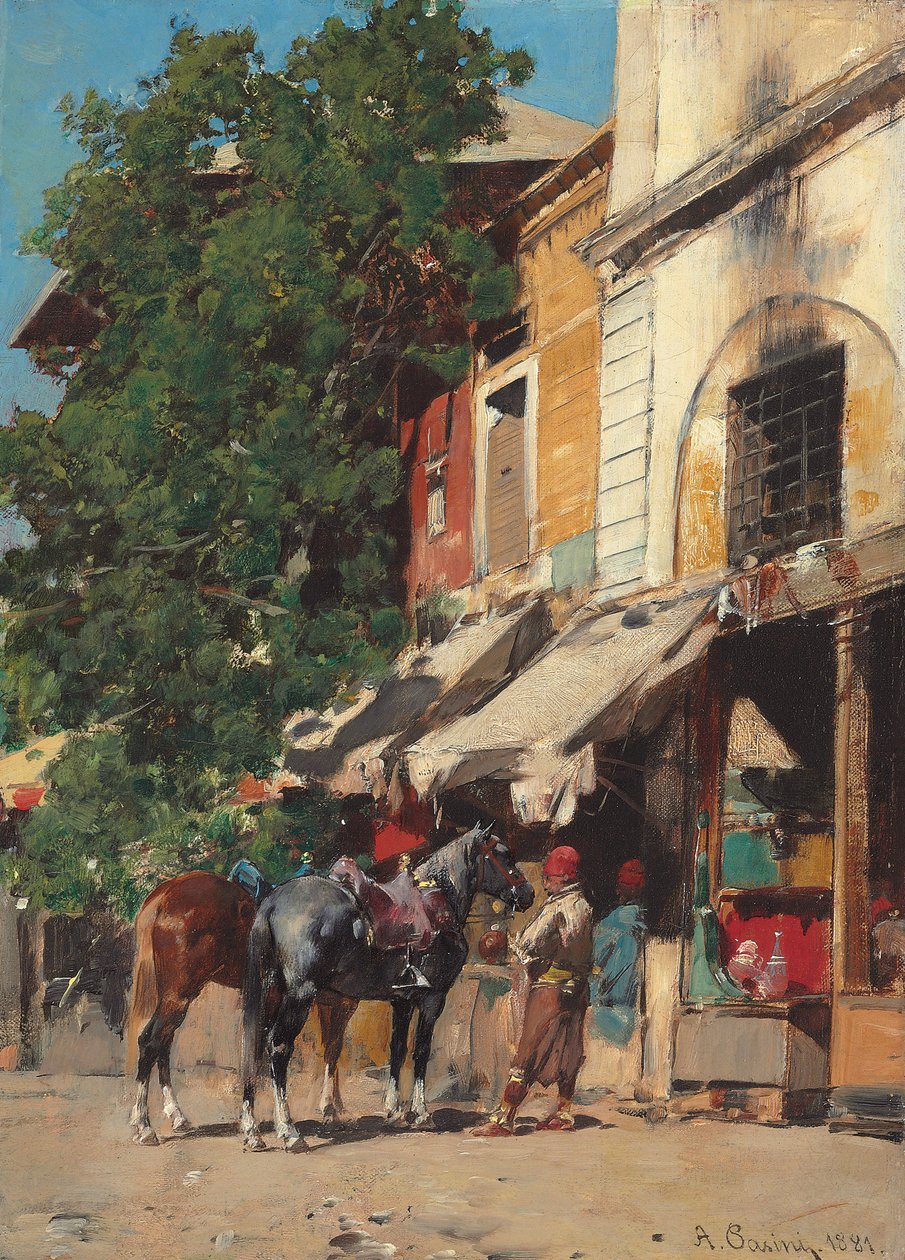 På marknadsplatsen, Istanbul, 1881 av Alberto Pasini
