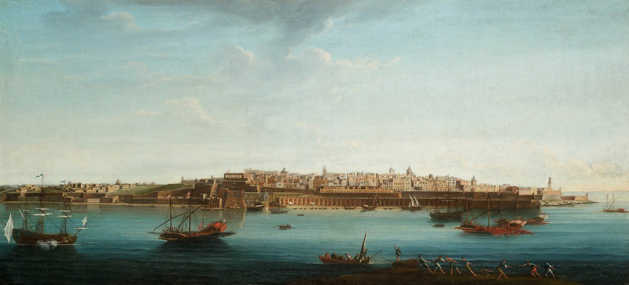 En av sju vyer av Valletta, Malta och dess omgivningar, ca 1753 (olja på duk) av Alberto Pullicino