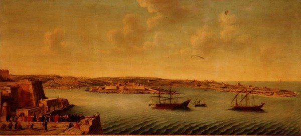 Utsikt över Valletta med fartyg av Johanniterorden av Alberto Pullicino